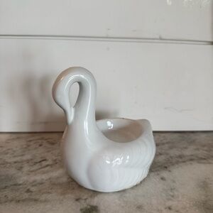 White Ceramic Swan Tea light Candle Holder